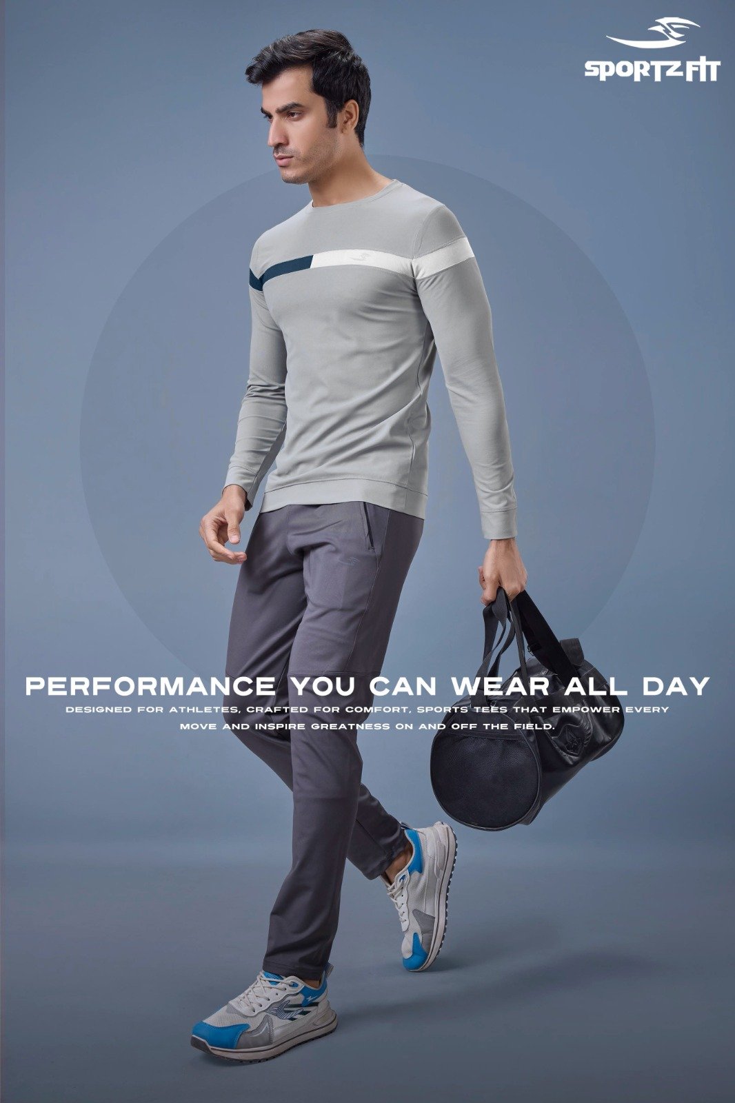 Men Round Neck Full Sleeve T-Shirt - Light Grey | L | SBT58